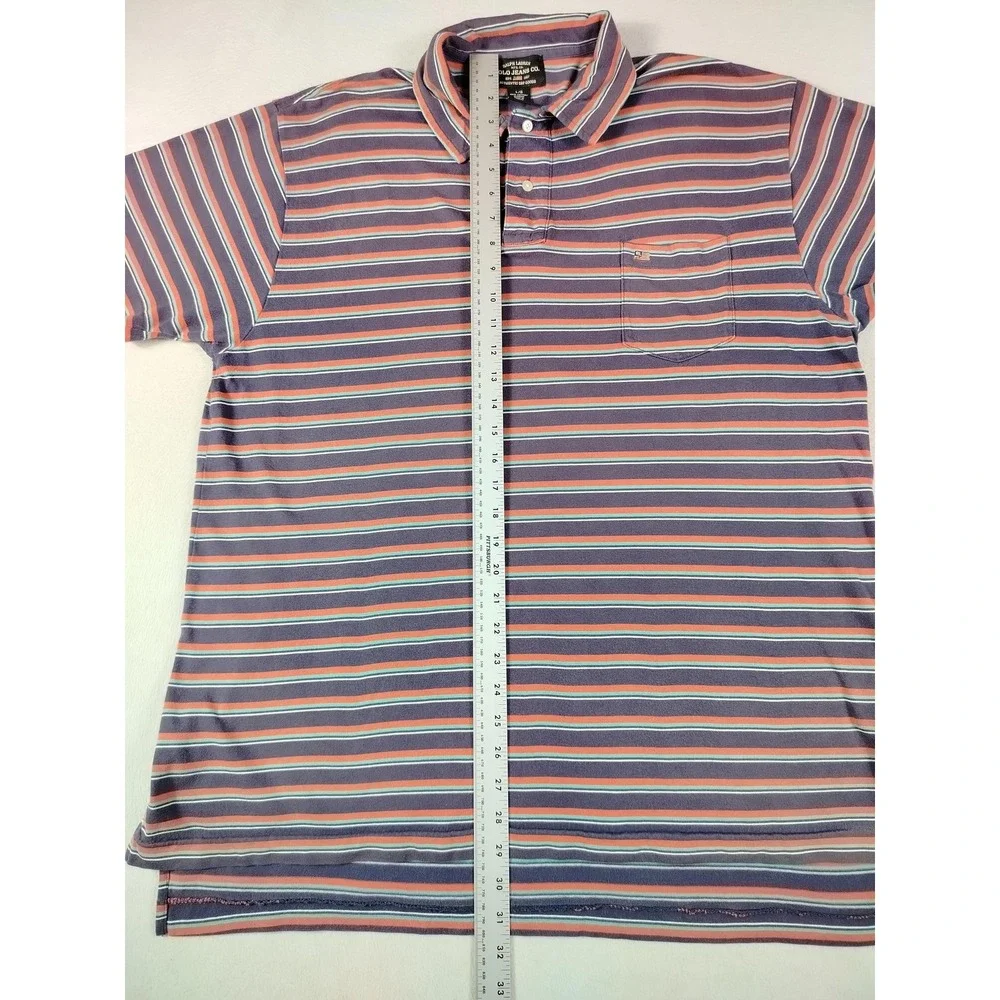 Vintage Polo Jeans Co Ralph Lauren Polo‎ Shirt Mens Large Purple Striped Preppy